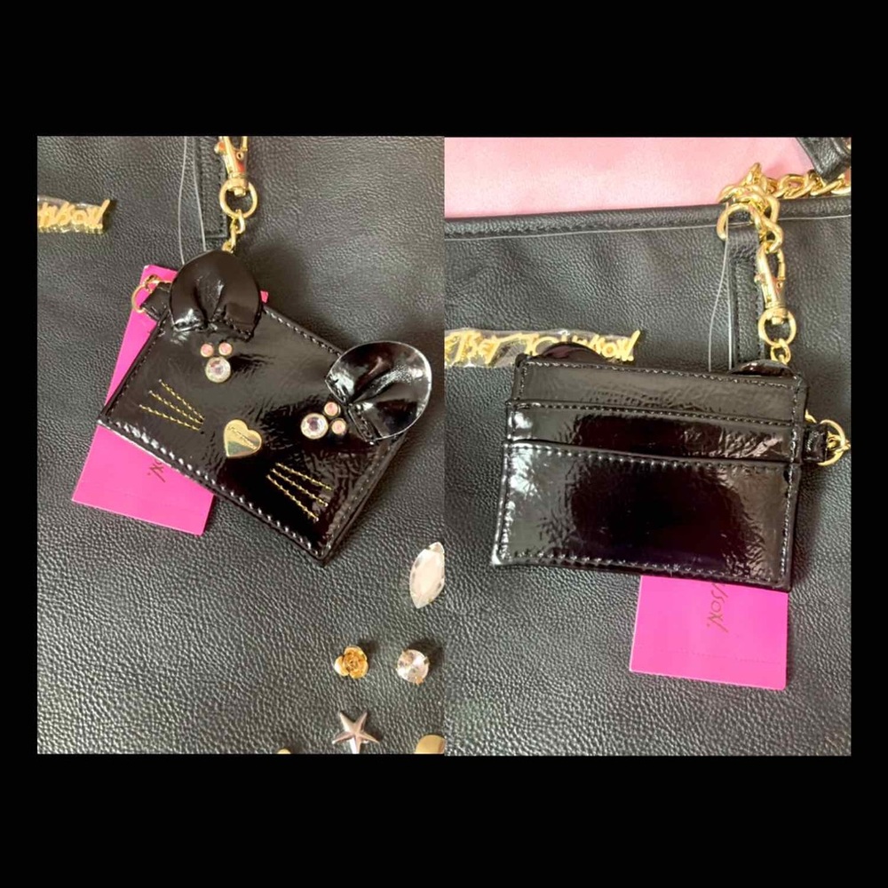 Betsy Johnson Large Black Studded Pins Tote w/ Small Crossbody. NWT! - Picture 9 of 16